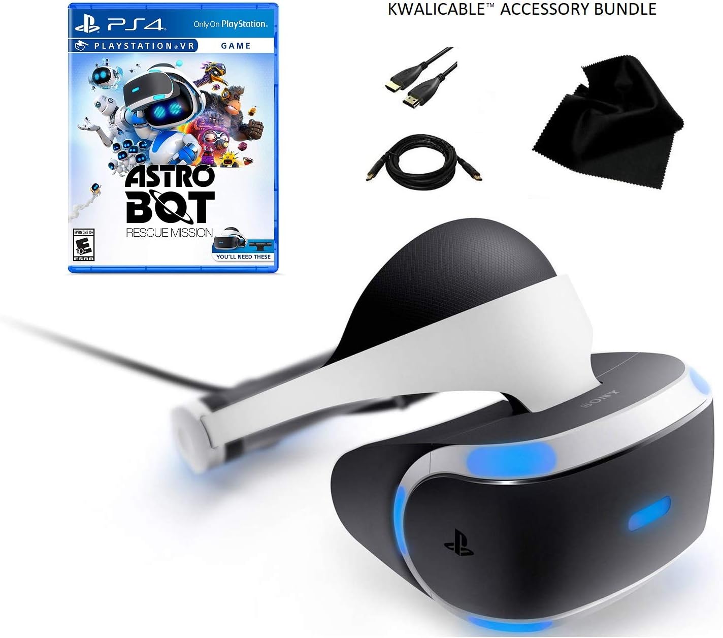 Amazon Com Playstation Vr Astro Bot Rescue Mission Bundle Renewed Includes Psvr Headset And Processor Unit Astrobot Rescue Mission Kwalicable Accessory Pack Electronics