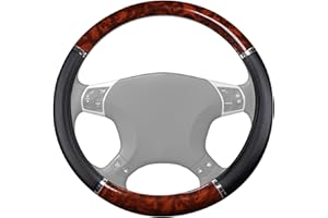 Car Steering Wheel Cover, Wood Grain Artificial Leather Steering Wheel Cover with Anti-Slip Lining, Car Accessory for Diverse