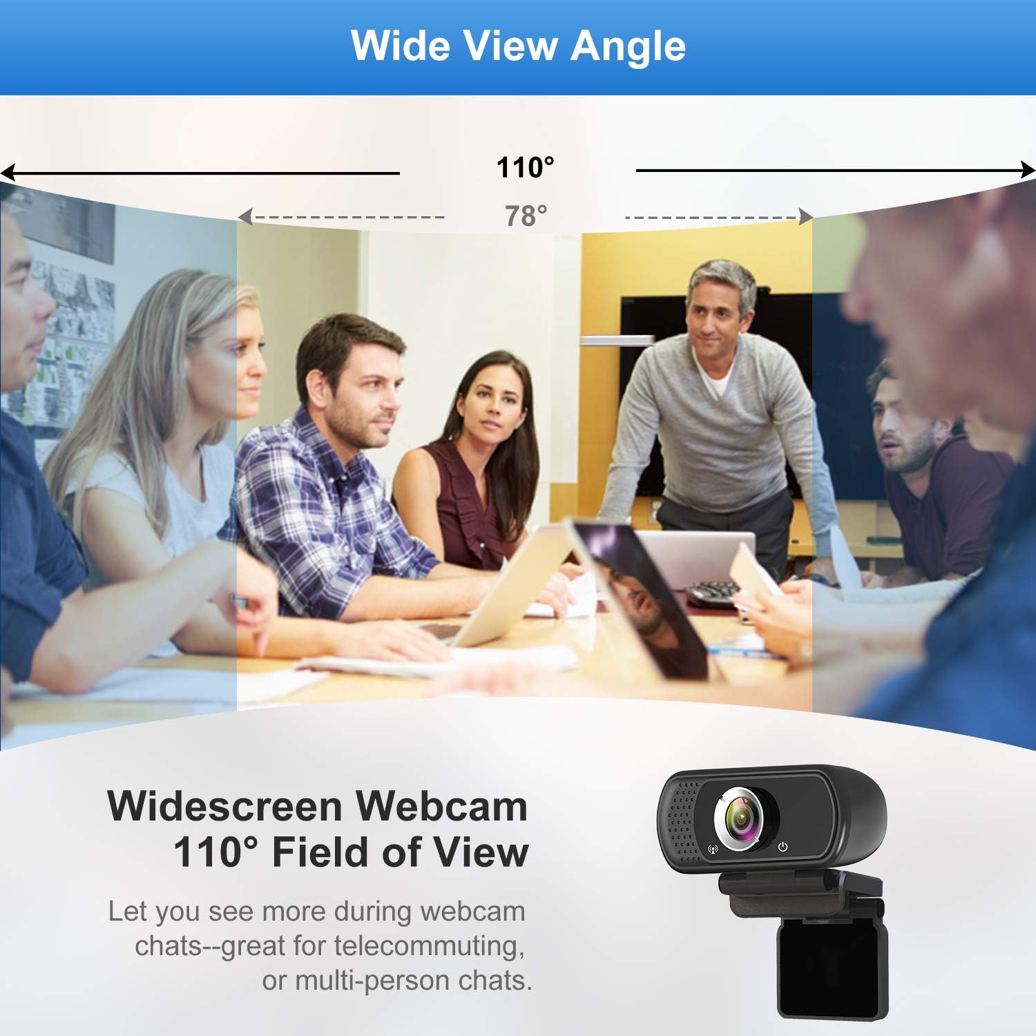 Webcam with Microphone, Hrayzan 1080P HD Webcam with Privacy Cover and Tripod, Streaming Computer Web Camera with 110-Degree Wide View Angle, USB PC Webcam for Video Calling Recording Conferencing : Camera & Photo
