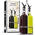 Zeppoli Oil and Vinegar Bottle Set with Stainless Steel Rack and Removable Cork – Dual Olive Oil Spout – Olive Oil Dispenser, 17oz Olive Oil Bottle and Vinegar Bottle Glass Set