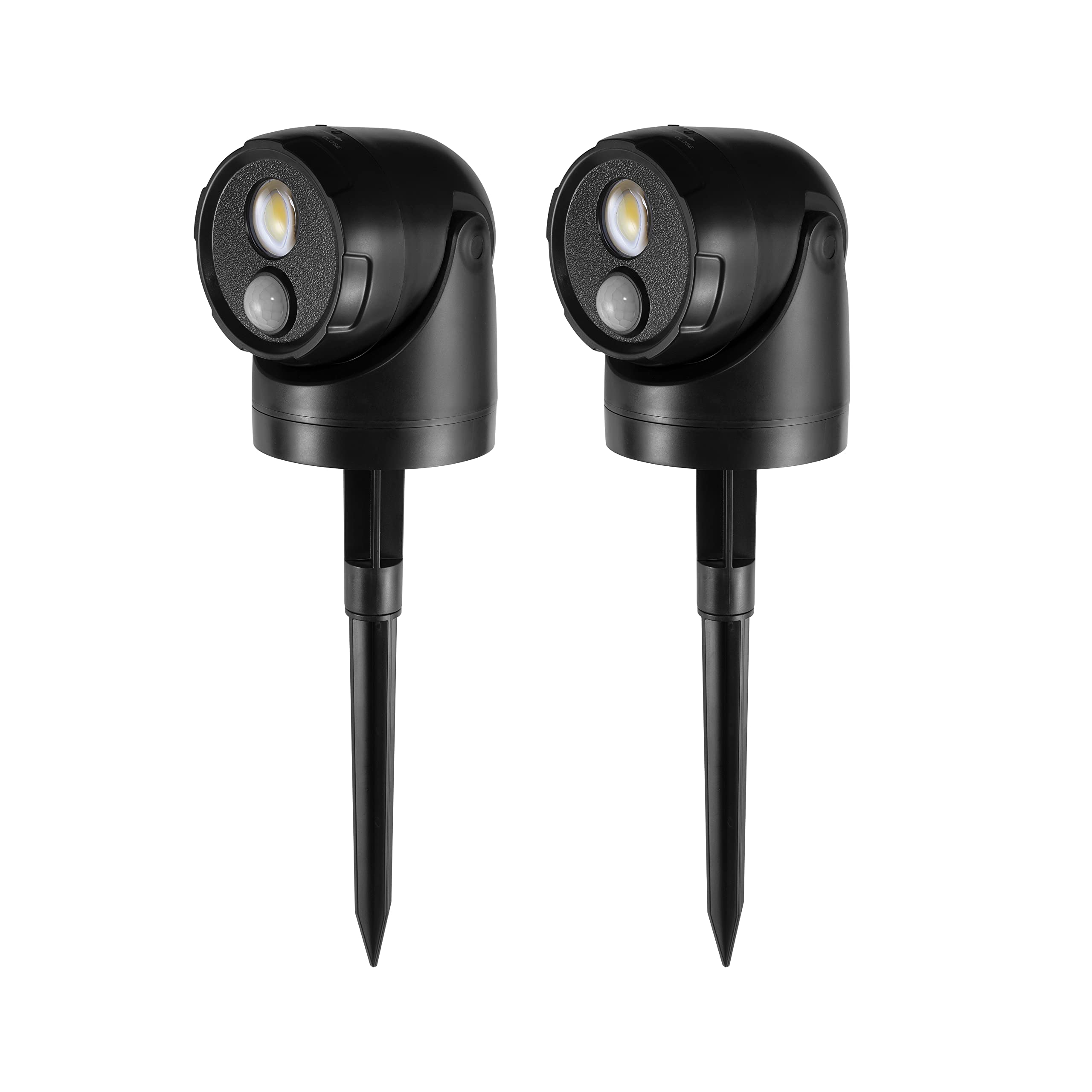 Photo 1 of Pwysara 2-in-1 LED Motion Sensor Outdoor Spotlight, IP44 Waterproof 450 Lumen Landscape Light, Adjustable Wall Light for Yard, Garden, House, 2 Pack (Black)