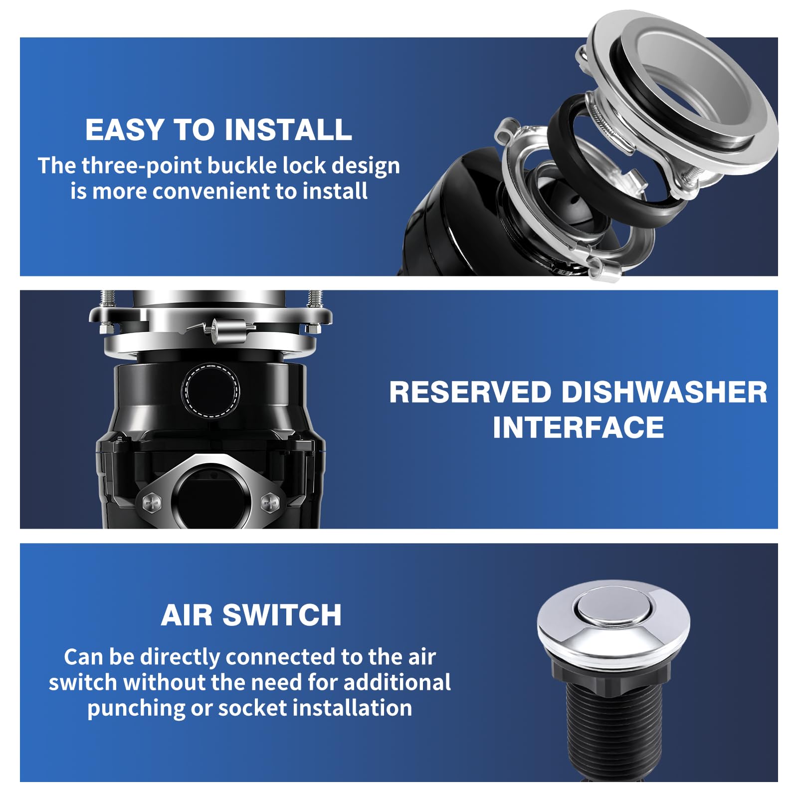 Mua PuLongKer 1/2 HP Garbage Disposal, Continuous Feed Compact Food ...