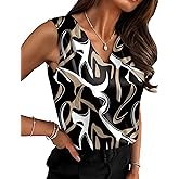 Zeagoo Women's Silk Satin Camisole Tank Tops V Neck Pleated Dressy Casual Sleeveless Blouses Summer Business Work Shirts