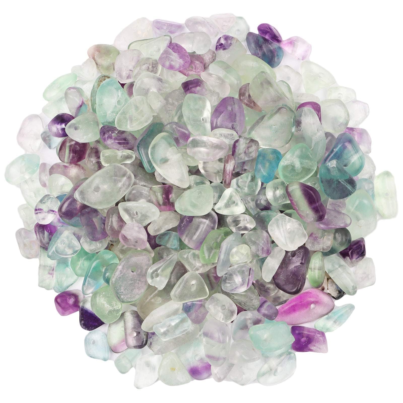 500Pcs Fluorite Crystals Chips, 5-8mm Gemstone Beads, Irregular Natural Crystal Beads for Jewellery Making, Drilled Tumbled Chips for Bracelet Making — image 1