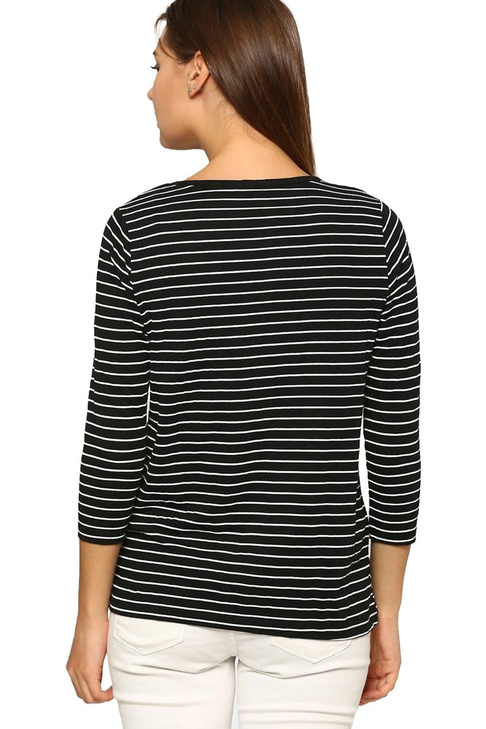 abof women's striped regular fit t-shirt