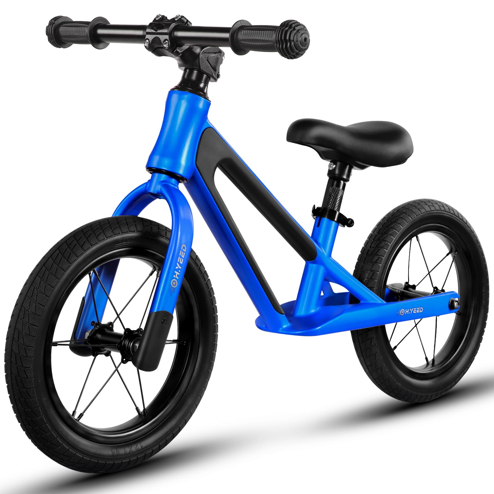 H.yeed 12 Inch Kids Balance Bike for Boys Girls, Lightweight No Pedal Training Bicycle with PU Tires and Magnesium Alloy Frame, Height-adjustable Toddlers Balance Bike age 2,3,4,5,6 (Blue)