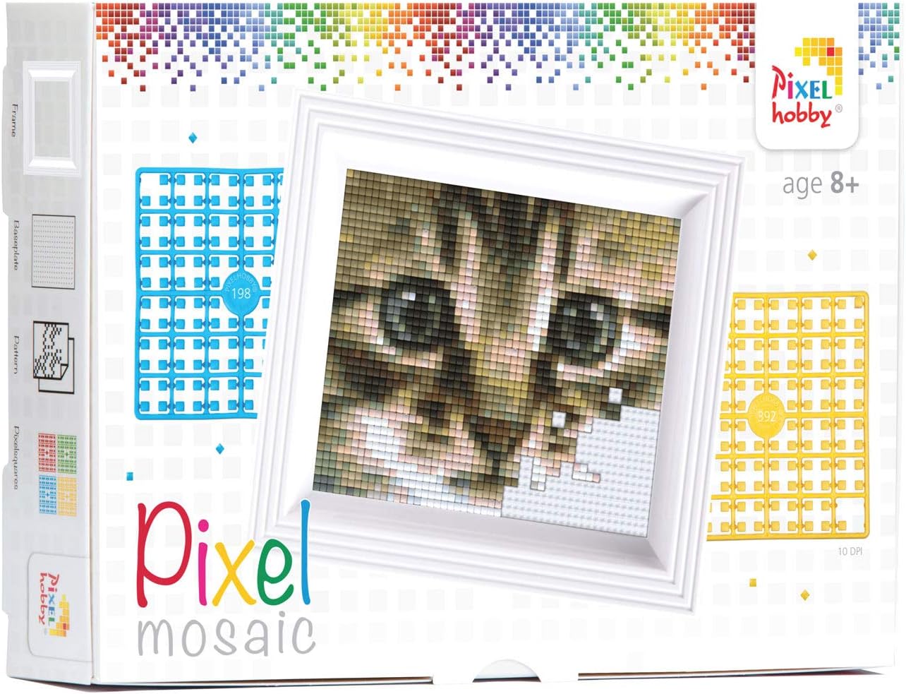 Pracht Creatives Hobby P31179 Mosaic Box Cat Pixel Picture with Frame Boys and Girls as a Small Gift Bag for Children's Birthday Parties