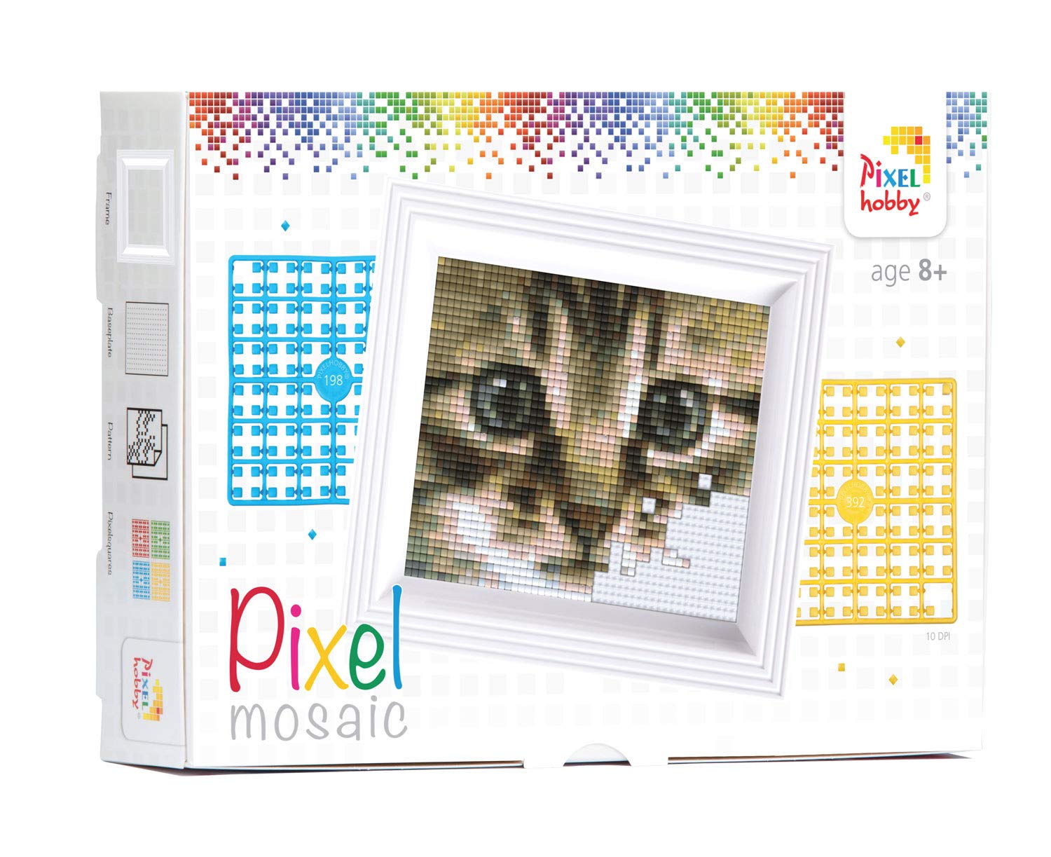 Pracht Creatives Hobby P31179 Mosaic Box Cat Pixel Picture with Frame Boys and Girls as a Small Gift Bag for Children's Birthday Parties, Colourful