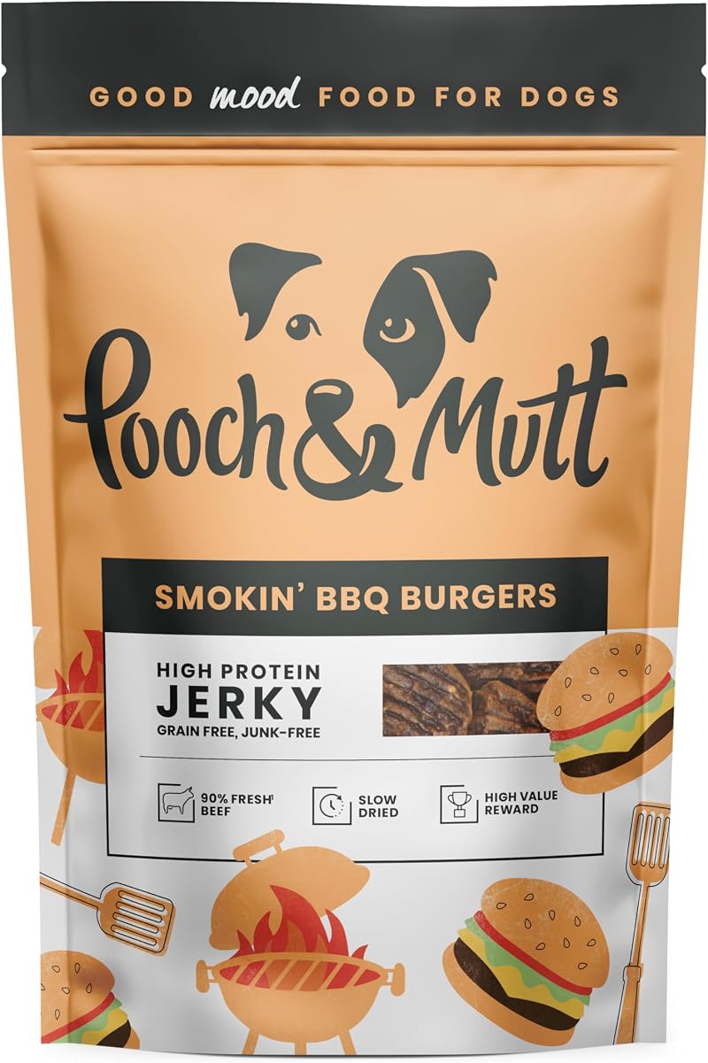 Pooch & Mutt Grain Free Jerky Treats Smokin BBQ Burgers 90g