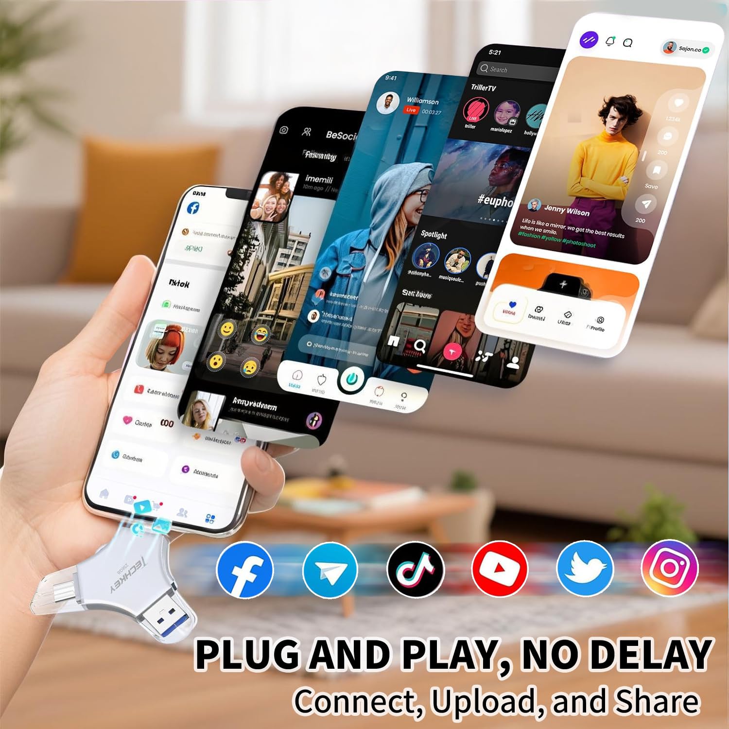 USB 3.0 Flash Drive for iPhone 256GB: MFi Certified 3in1 External Memory Photo Keeper Storage Stick for Picture/Video/Data Saver/Backup High Speed Thumb/Jump/Hard Drive for iPad/Android/PC -Grey