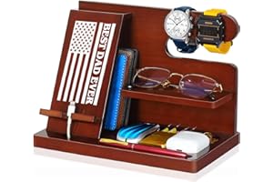 PRINLUCK Dad Gifts for Fathers Day, Fathers Day Dad Gifts from Daughter Son, Fathers Day Husband Gifts from Wife, Christmas Birthday Gifts for Dad, Stocking Stuffers for Men Him Dad, Wood Phone Docking Station