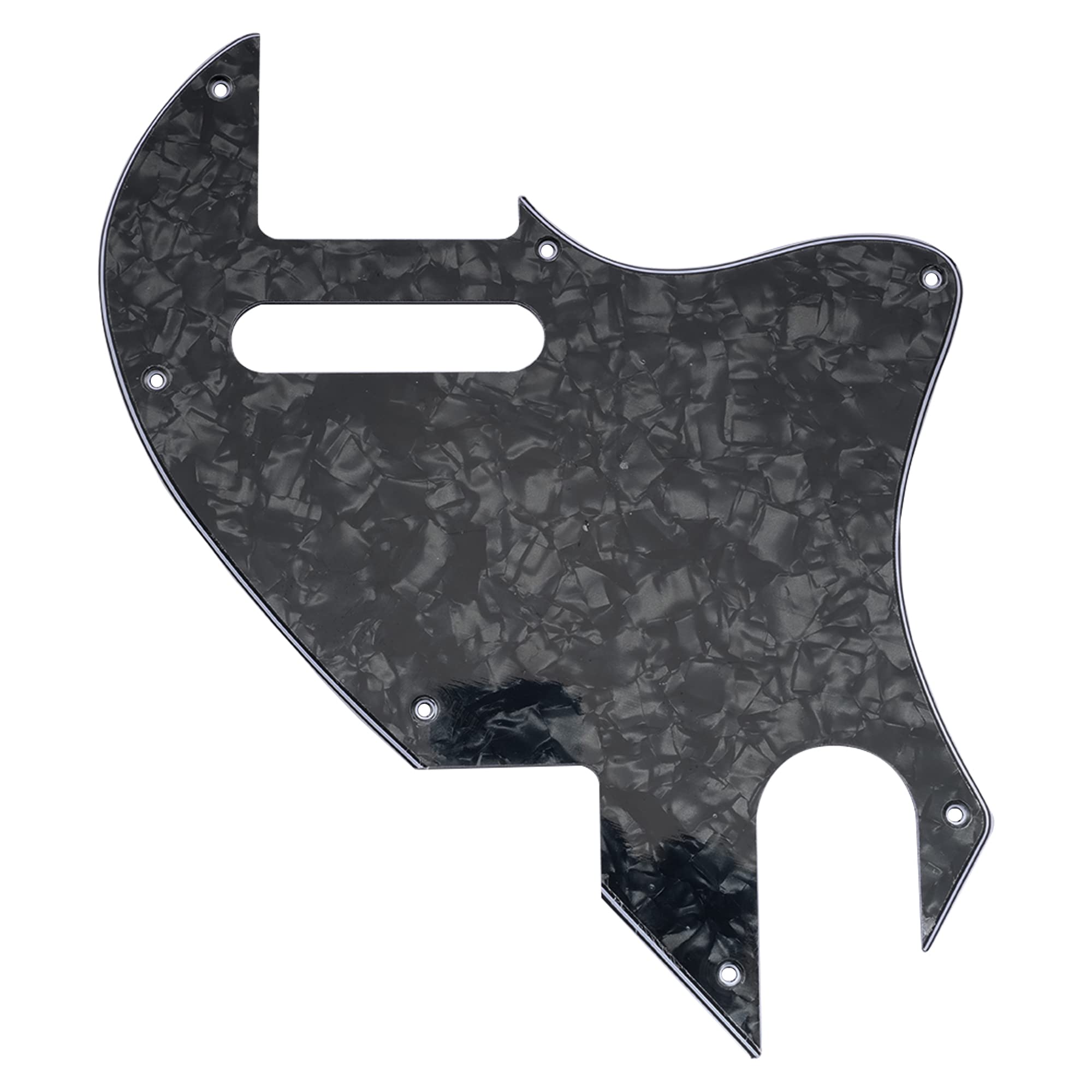 Musiclily Pro 7 Holes Guitar Pickguard for Fender F-Hole Hybrid Tele Style Electric Guitar, 4ply Black Pearl