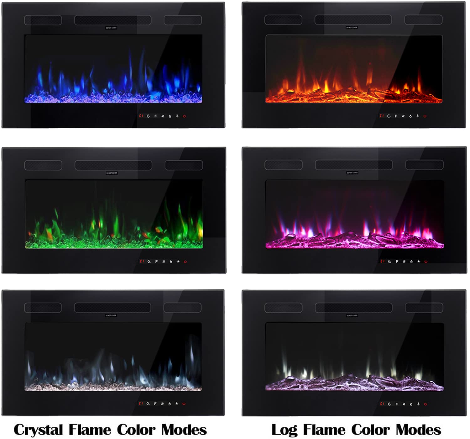 Maxhonor La chimenea eléctrica inserta el calentador independiente para la sala de estar chimenea flotante con 12 colores LED con ficha y piedras, calentadores de espacio para uso interior, 1500W/750W, negro, 30 pulgadas Maxhonor La chimenea eléctrica inserta el calentador independiente para la sala de estar chimenea flotante con 12 colores LED con ficha y piedras, calentadores de espacio para uso interior, 1500W/750W, negro, 30 pulgadas