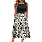 Zeagoo Summer Dresses for Women Trendy Sleeveless Floral Sundress Crewneck Tank Dress Midi Length Swing Tiered Tshirt Dress Casual mer Loose Shift Dress