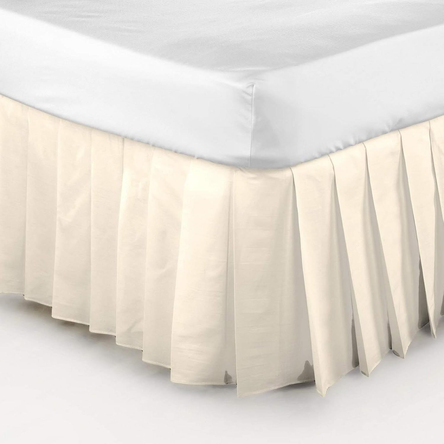 Knife Pleat Style Easy Fit Valance White King Bed Size in Cream: Amazon ...