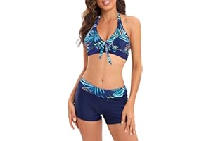 Century Star Women Two Piece Swimsuit Athletic Bathing Suits for Women Ruffled Tummy Control High Waisted Swimsuits