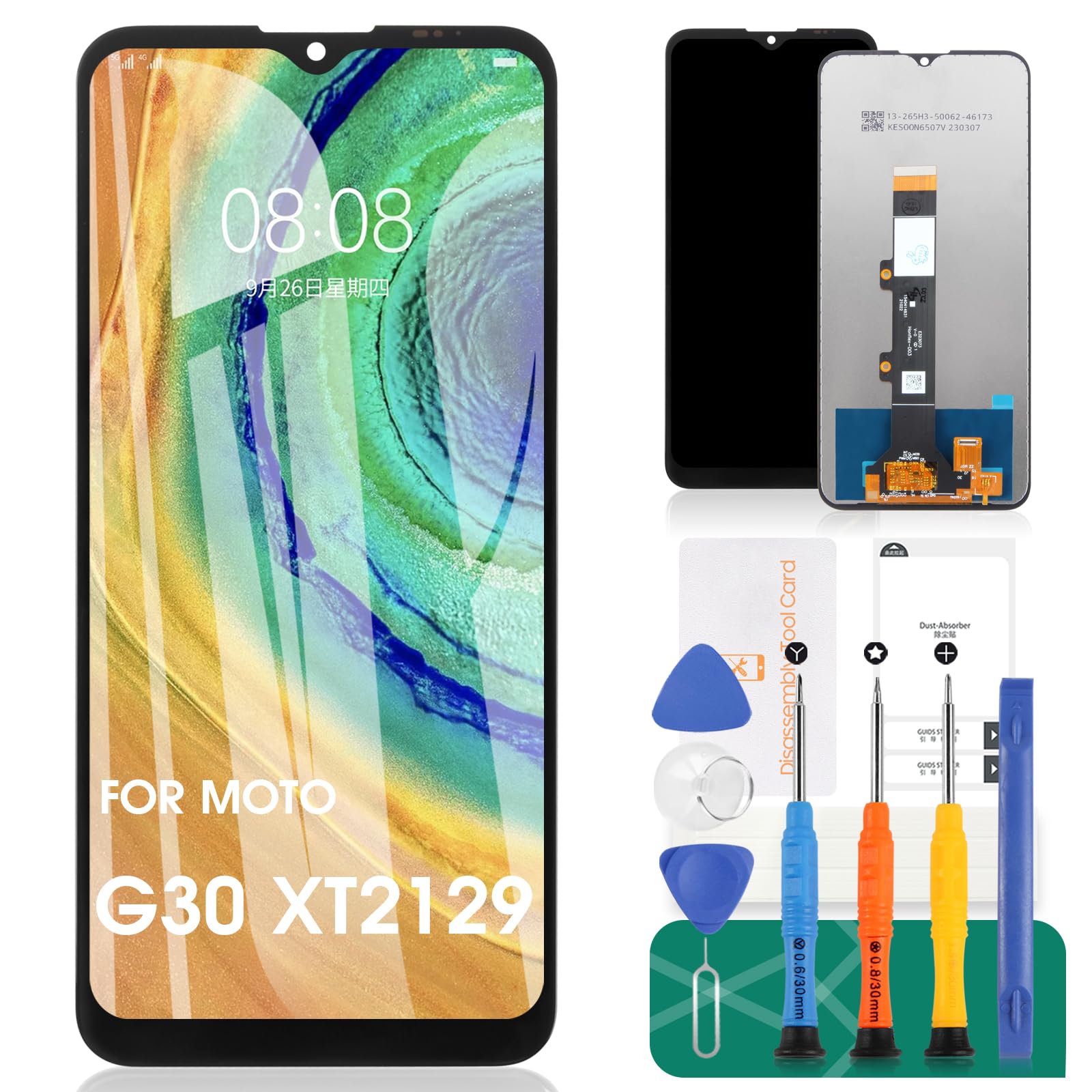 SRJTEK Compatible for Motorola Moto G30 LCD Screen PAML0000IN Replacement Parts for XT2129-2 Touch Screen Sensor Digitizer Assmebly (Black No Frame)