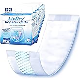 LivDry Incontinence Booster Pads, Use with Adult Diapers for Women and Men, Extra Comfort Softness, Disposable Pad (160 Count, Regular Length)