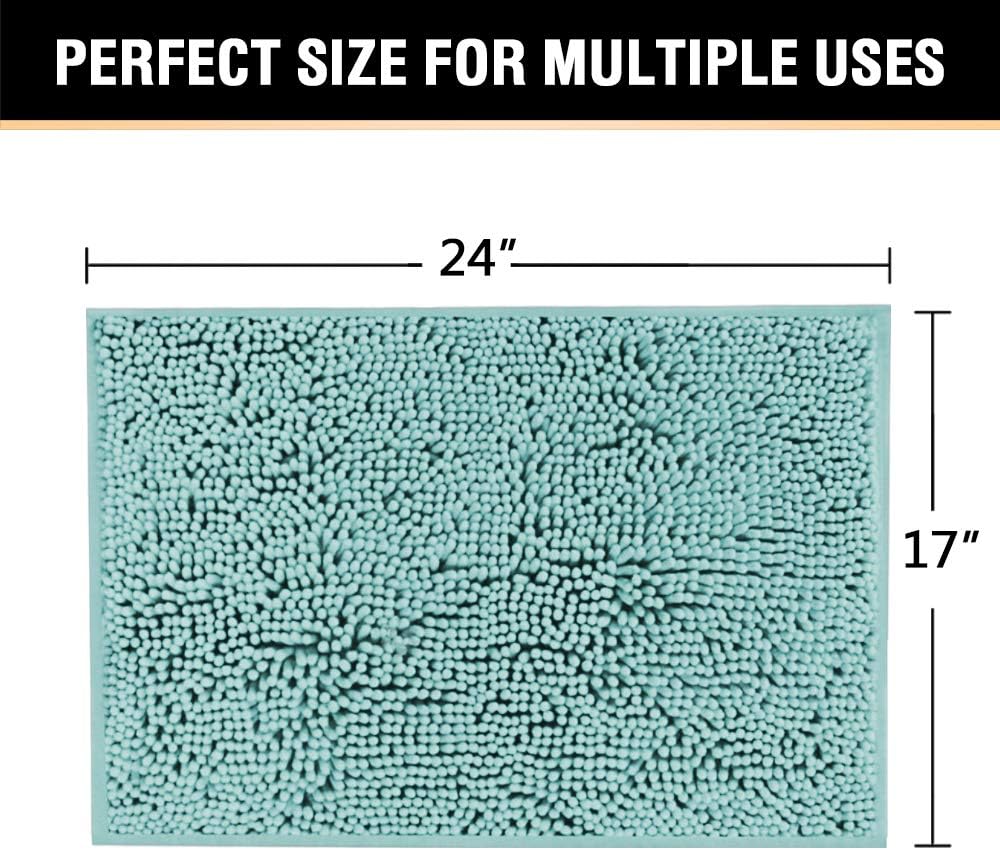 Microfiber Bath Rugs Chenille Floor Mat Ultra Soft Washable Bathroom Dry Fast Water Absorbent Bedroom Area Rugs, 17 x 24 - Inch, Eggshell Blue: Home & Kitchen