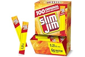 Slim Jim Smoked Meat Sticks, Original Flavor, 6g Protein Per Serving, Snack Size, 0.28 oz. (100 Count)