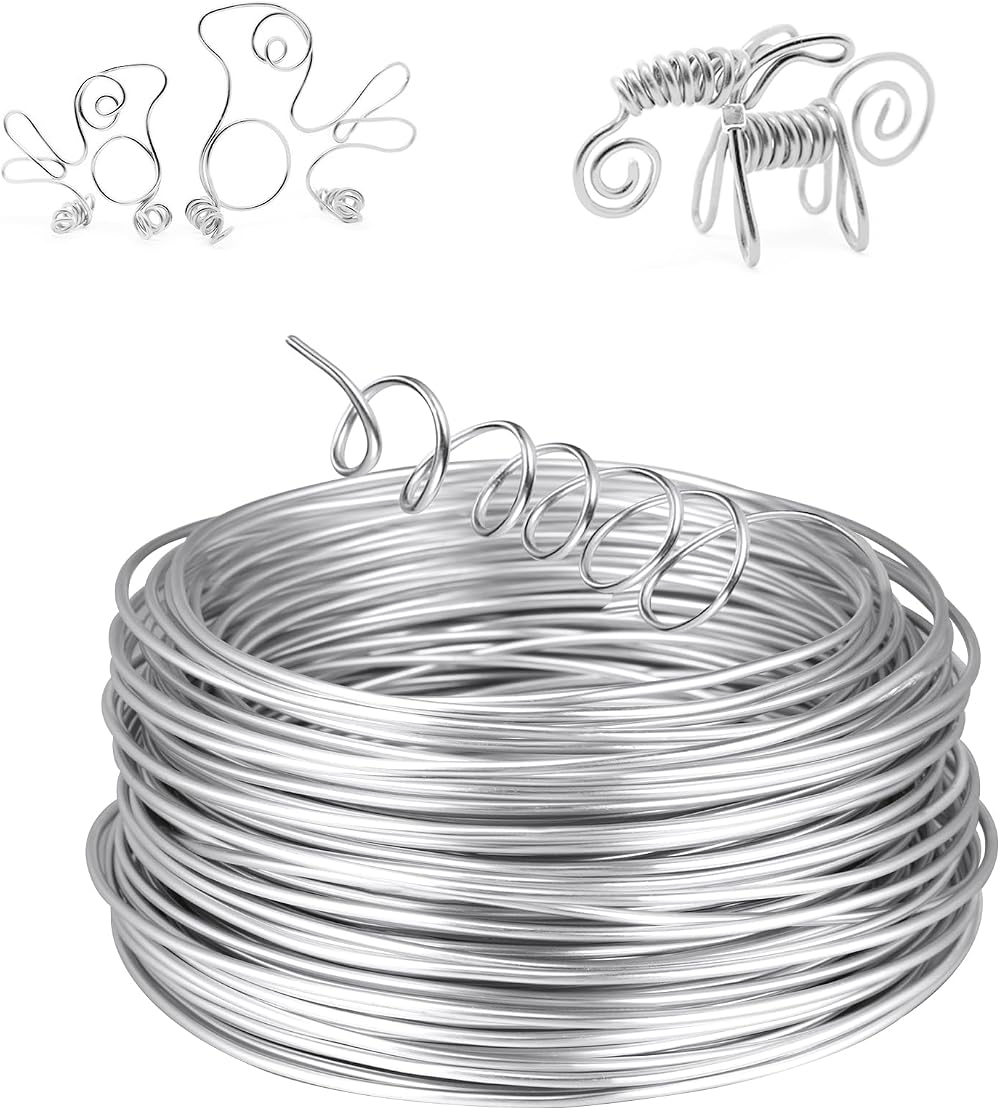 AUAUY 12 Gauge Aluminum Wire 2mm 100 Feet Bendable Craft Wire Silver