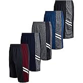 Mad Game Boys Athletic Shorts - 5 Pack Athletic Performance Mesh Running Basketball Shorts for Boys with Pockets (Sizes 8-18)