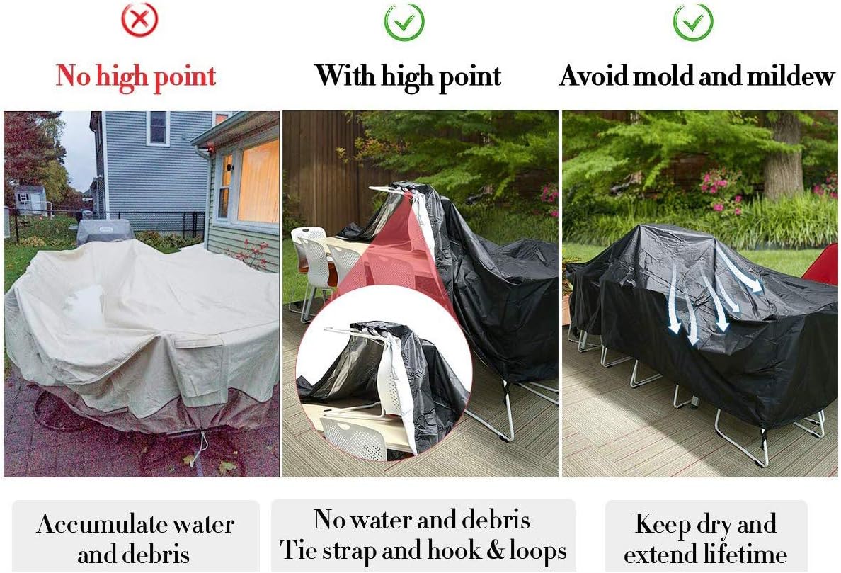 SARCCH Patio Furniture Cover, Outdoor Sectional Furniture Set Covers, Table Chair Sofa Covers, Durable and Convenient, Waterproof Snow Dust Wind Proof，Anti-UV Fits to 6-8 Seat (83''x52''x29'') : Garden & Outdoor