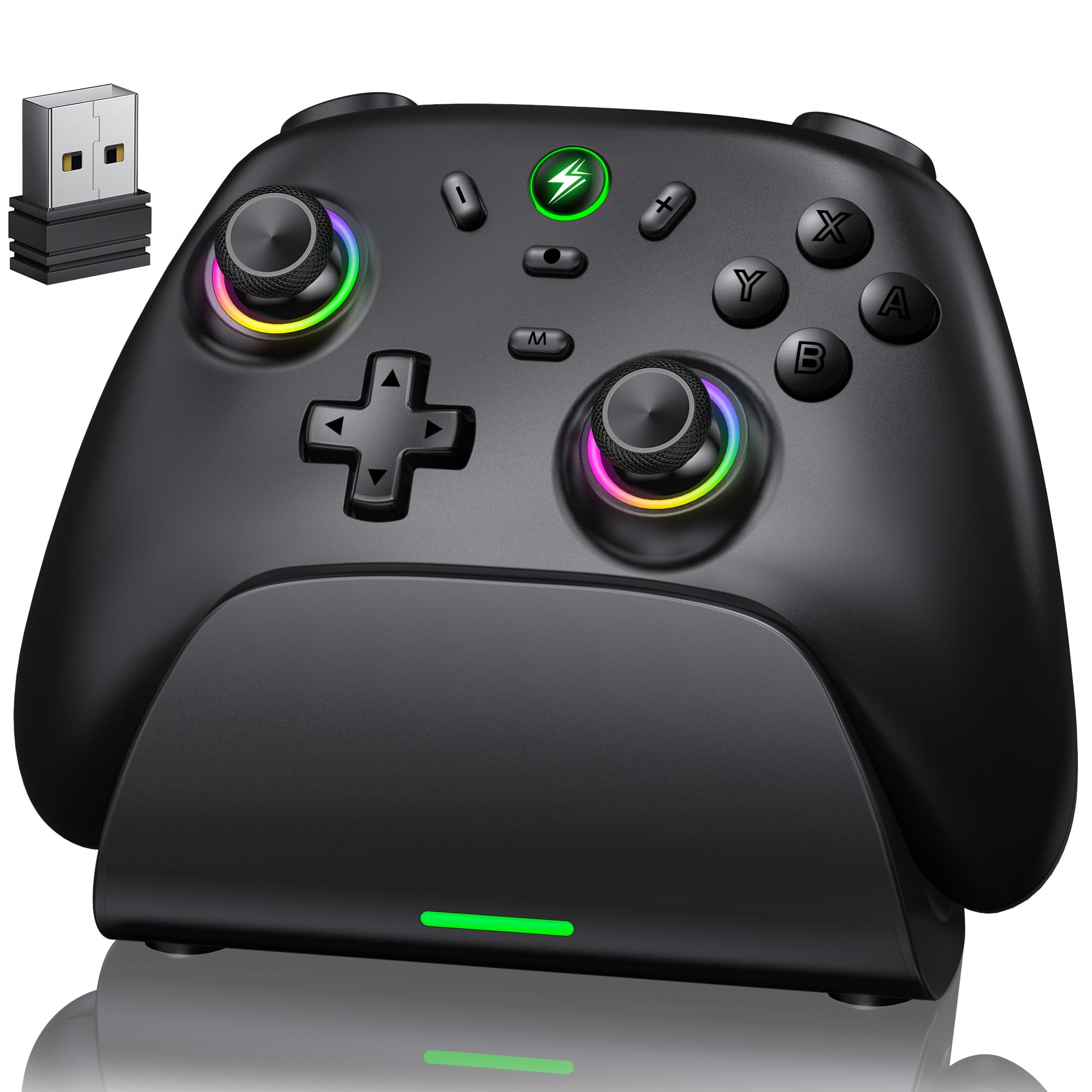 Switch Controller for Switch 1/2/Lite/OLED, Hall Joystick Wireless Switch Pro Controller with Charging Dock, support iOS/Android/Windows PC, Switch Remote with Turbo/Motion Control/Vibration