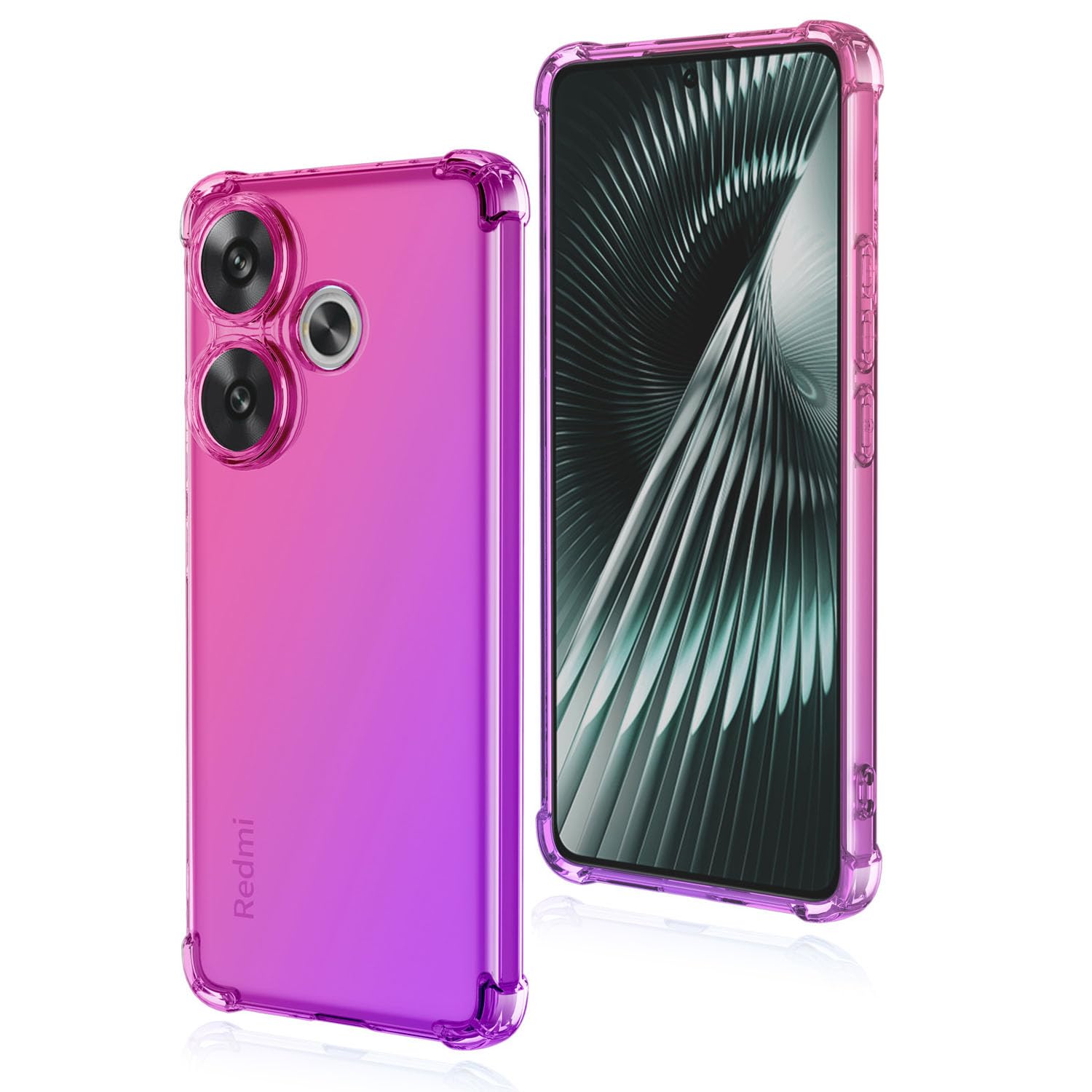 COMAKU Xiaomi Poco F6 Case – Ultra Light Slim TPU Phone Cover with Shockproof Protection, Stylish Gradient Clear Design Compatible for Xiaomi Poco F6 - pink purple