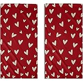 Aytipun Valentine Hand Towels for Bathroom Set of 2 Red Cream Love Heart Valentine's Day Theme Holiday Print Decorative Handtowels Soft Absorbent Bath Towel for Home Guest Room Hotel Gym Spa