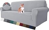 MAXIJIN 3 Seater Sofa Cover Jacquard Spandex Silver Grey Couch Slipcover