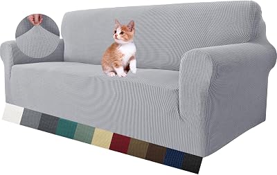 MAXIJIN 3 Seater Sofa Cover Jacquard Spandex Silver Grey Couch Slipcover