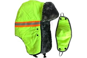 NY GOLDEN FASHION Men Women High Visiblity Reflective Trapper Hat Winter Ski Thermal Wind Proof Hat with Ear Flap Face Mask