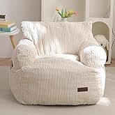 MAXYOYO Kids Bean Bag Chair, Stuffed Toddler Bean Bag Sofa with Filler Bean Bag Chair for Boys and Girls, Lazy Sofa with Pocket Floor Chair for Gaming, Reading, Beige