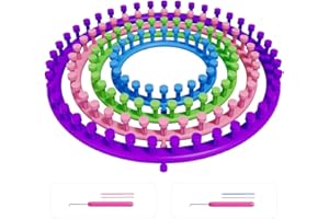 cureder Round Knitting Looms Set- Set of 4 Plastic Looms Knitting with 2 Knitting Yarn Loom Needle and 2 Plastic Loom Pick, Fit Craft Kit Tool for Giveaways Souvenirs, Gifts