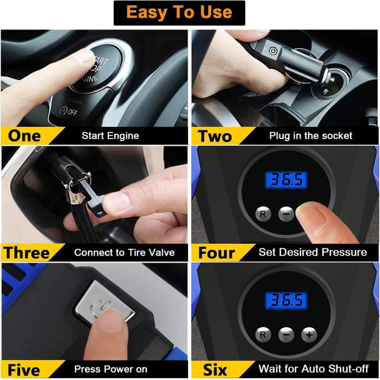 Akface Tire Inflator Portable Air Compressor, DC 12V Digital Air Pump for Car Tires, Bicycles and Other Inflatables, Auto Shut Off Feature: Home Improvement
