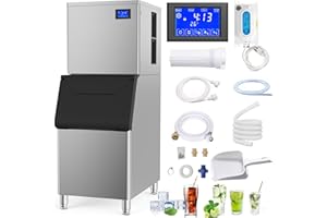 LCEKY Commercial Ice Maker 400Lbs/24H Commercial Ice Maker Machine with 400 LBS Large Storage Bin Ice Ready in Air Cooled Clear Cube (400Lbs/24H)