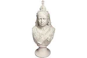 THE ANCIENT HOME - Queen Victoria Bust Sculpture White Cast Marble 41 cm / 16.1 inch Indoor and Outdoor