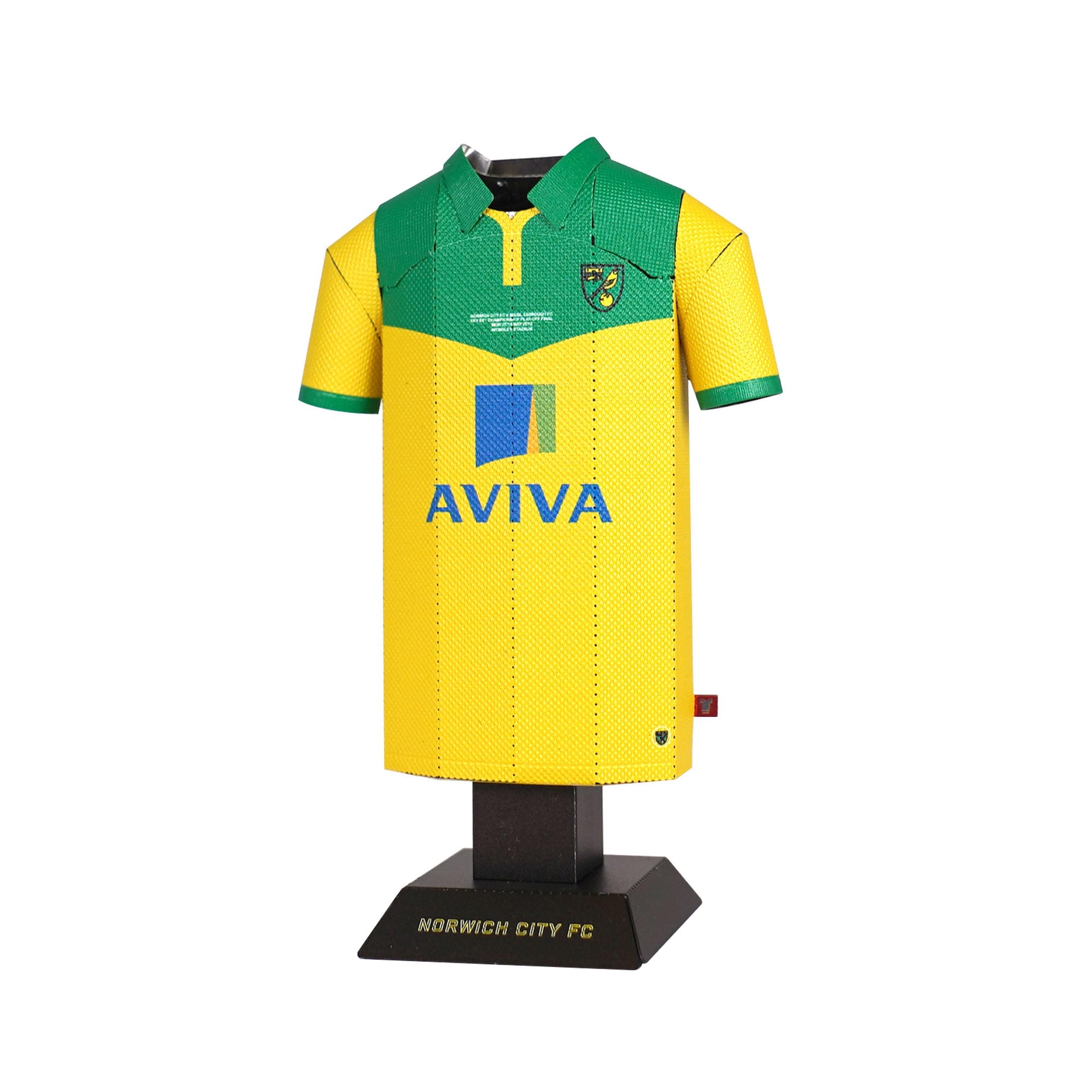 Norwich City FC 2015 Retro Metal Football Shirt - Officially Licensed Miniature Alloy Replica Jersey Collectible Display Gift - Personalise Customisable Name & Number Decals