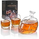 Football Whiskey Decanter Set for Men - Unique Helmet Shaped - Personalized Football Gifts for Men Dad Boyfriend Husband, Bourbon Liquor Dispenser for Football Sports Fans Collection, Coach Gifts