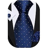 Barry.Wang Ties for Men Silk Tie Sets Polka Dot Woven Necktie Pocket Square Cufflinks Business Wedding