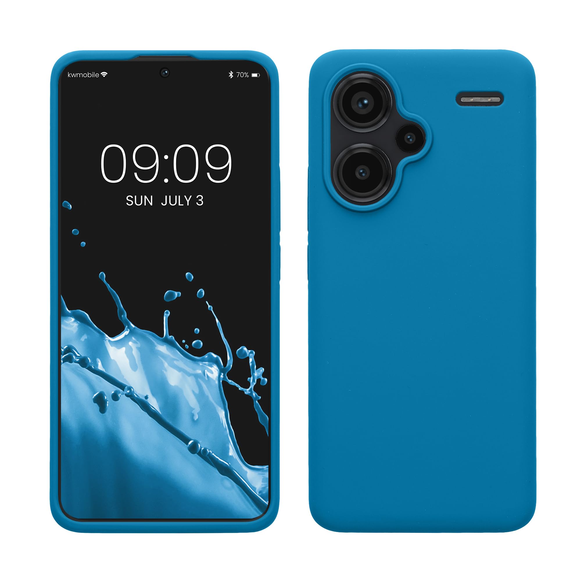 kwmobile Case for Xiaomi Redmi Note 13 Pro+ 5G / Redmi Note 13 Pro Plus 5G Case - Soft Cover - Shockproof Silicone - Wireless Charging Caribbean Blue