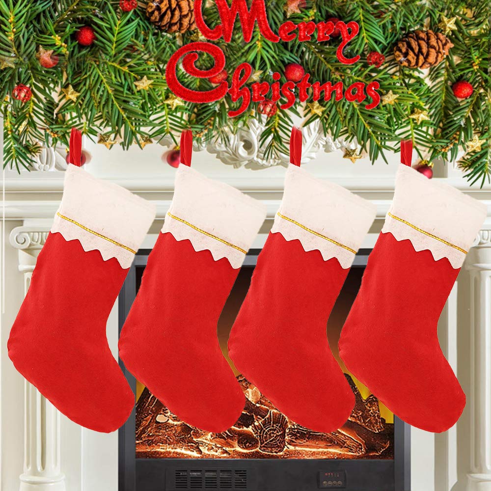 Homo Trends Christmas Decorations 4PCS Christmas Stockings Xmas Stocking Large Xmas Sock for Christmas Party New Year Xmas Tree Decorations Gifts(Red)