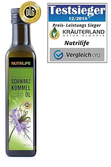 Nutrilife Schwarzkümmelöl, ungefiltert, kaltgepresst, 100% naturrein und naturbelassen, 250ml, Frischegarantie: täglich mühle