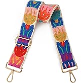 Snycler Wide Purse Straps Crochet Flower Replacement Crossbody for Handbag Adjustable 33-53inch Embroidery Knit Guitar Shoulder strap (boho12-white)