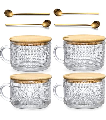LANDNEOO Lot De 4 Tasses à Café Vintage Pour Femme