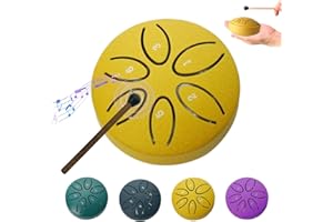 ALINUOYQ Rain Drum for Outside, 3 Inch 6 Notes Steel Tongue Drum Rain Chime Garden, Chakradrums for Outdoor, Mini Handpan Drums Sound Healing Instruments for Adults Kids