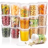 32 oz Deli Containers with Lids [24 Set] – Made in USA, BPA-Free Plastic Food Containers, Freezer & Microwave Safe, Stackable Meal Prep & Soup Storage Containers, Ideal for Takeout & Kitchen Use