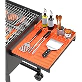 Silicone Grill Mat Compatible with Blackstone, BBQ Griddle Tools Mat with Drip Pad, Spatula Mat for Outdoor Kitchen Counter, Gifts for Men (Orange)