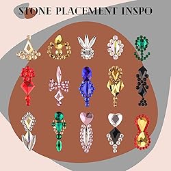 1680Pcs Red Glass Nail Rhinestones 180Pcs Multi